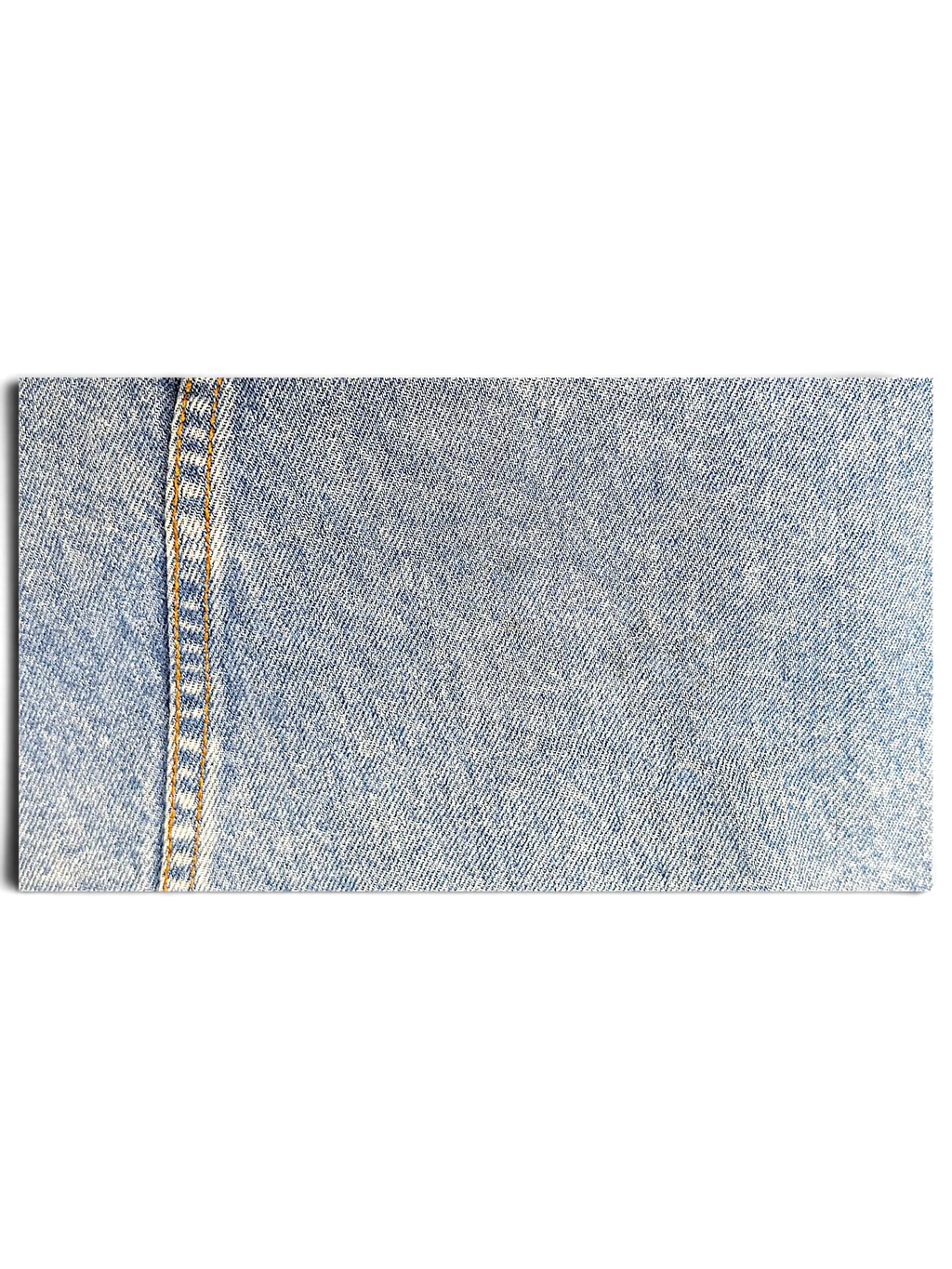 Close-up of light blue denim fabric with contrast stitching from JAKE & IPI