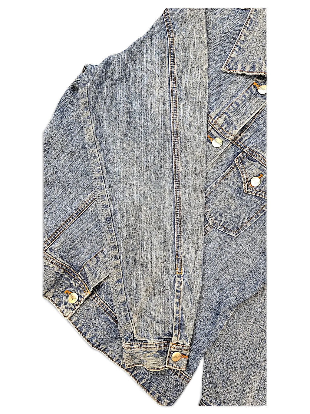 JAKE & IPI Wrangler blues denim jacket in light wash blue with silver button details and classic collar
