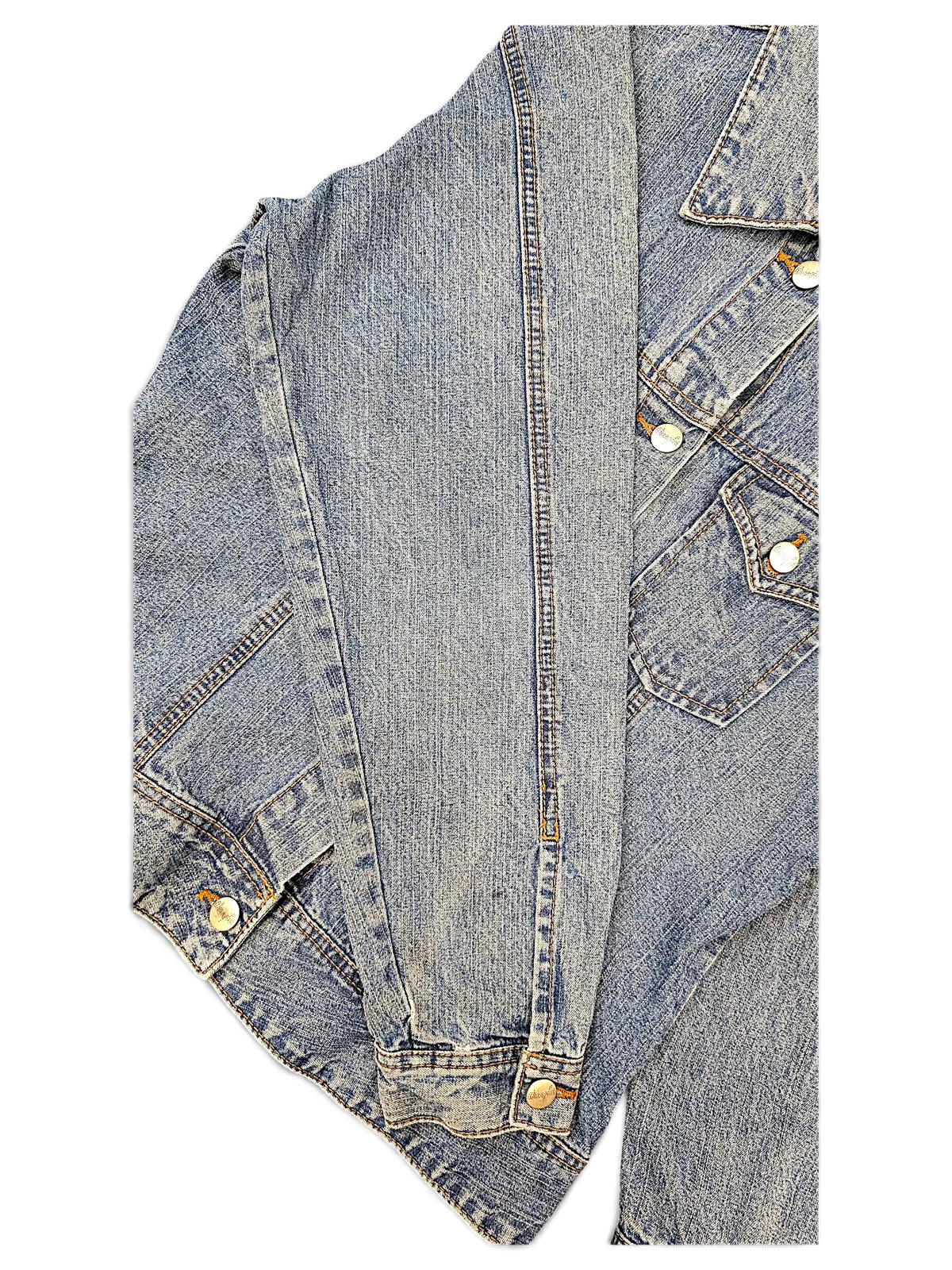 JAKE & IPI Wrangler blues denim jacket in light wash blue with silver button details and classic collar