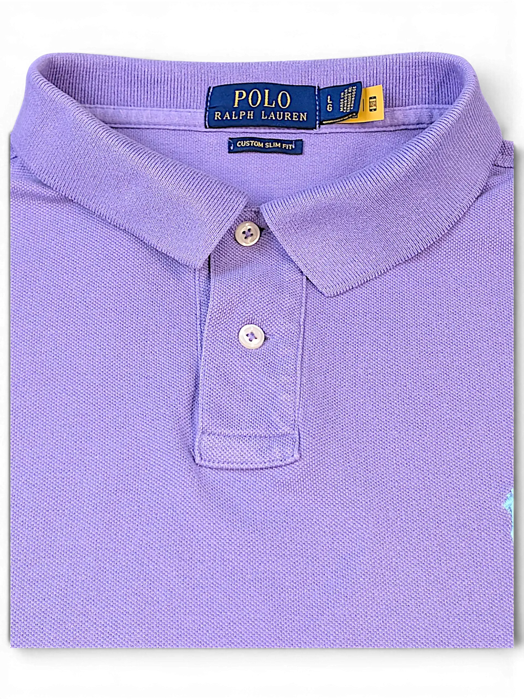 JAKE & IPI lilac Ralph Lauren custom slim fit polo shirt with a classic collar and two-button placket
