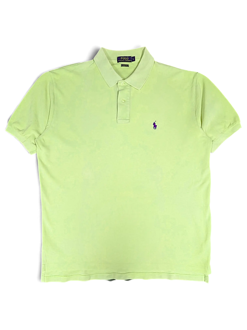 JAKE & IPI lime green classic fit polo shirt with a small purple embroidered logo on the chest