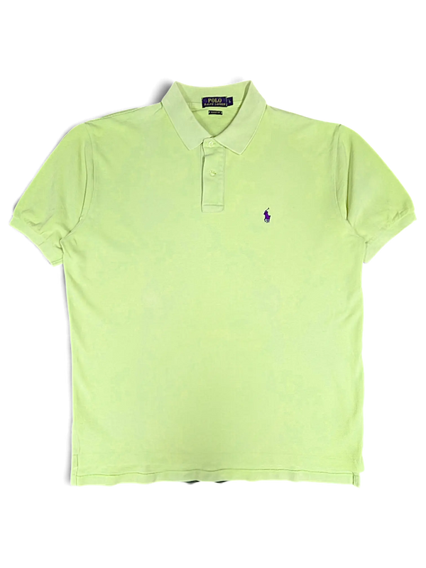 JAKE & IPI lime green classic fit polo shirt with a small purple embroidered logo on the chest