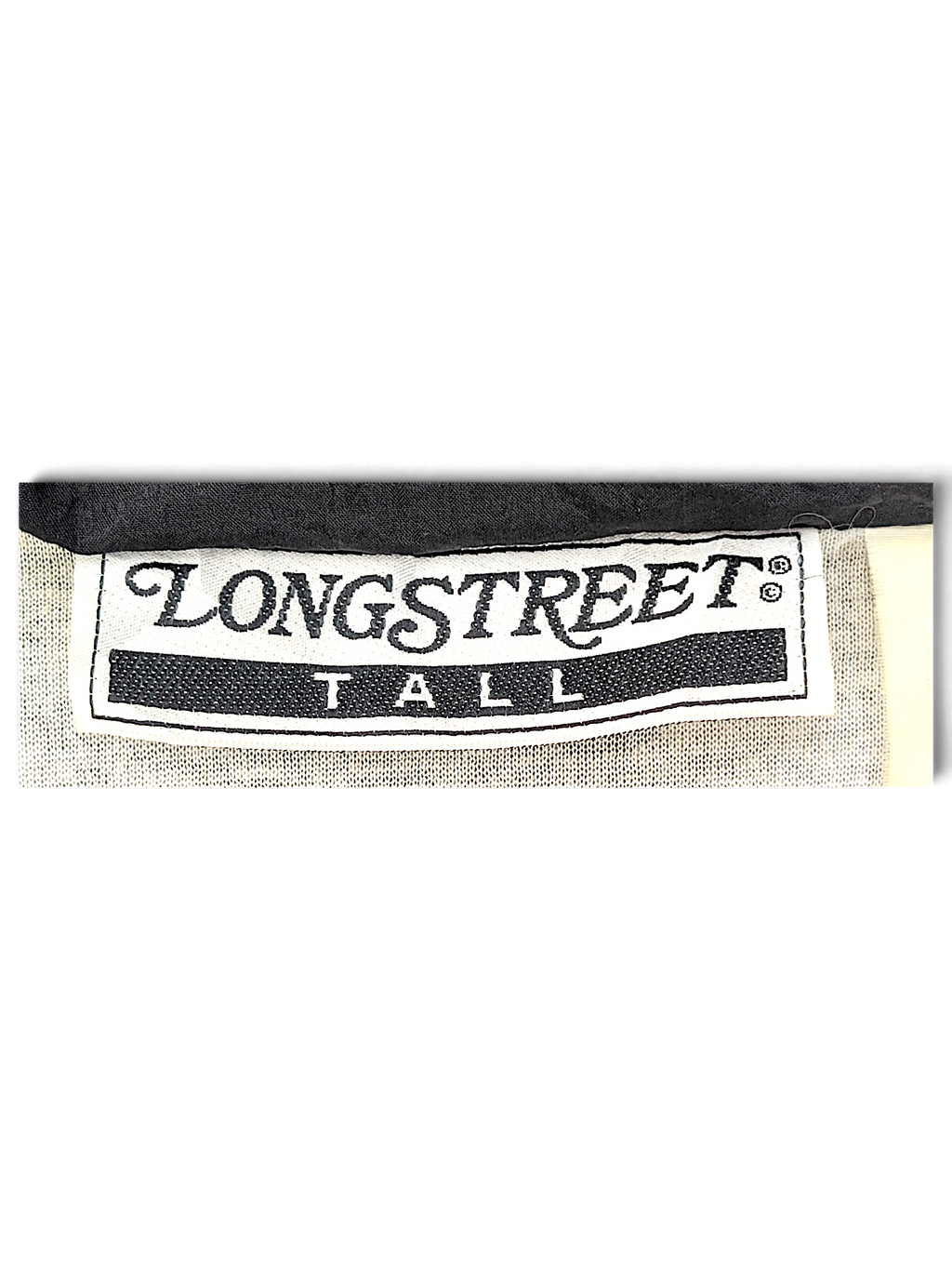 Longstreet Tall Black Geometric Windbreaker; Longstreet Tall brand label.