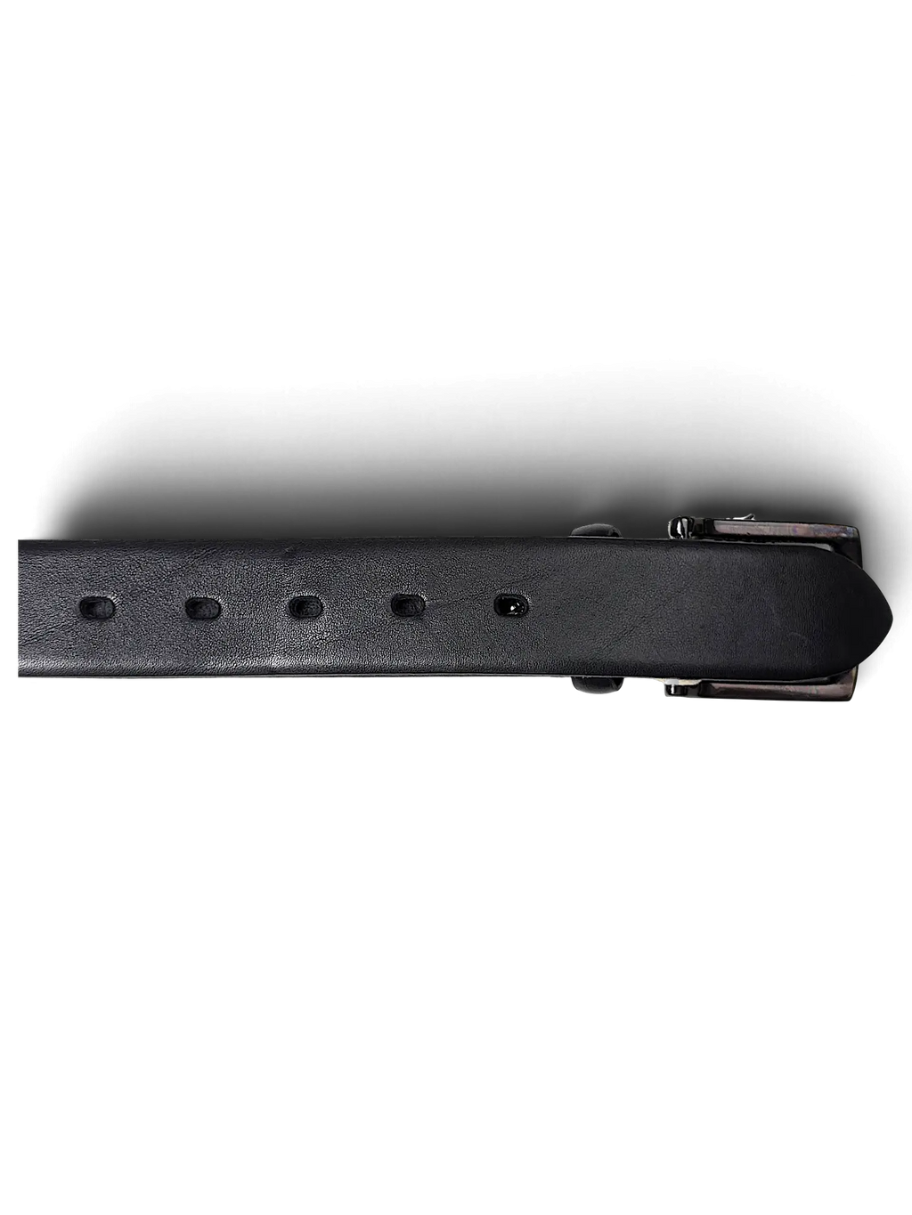 JAKE & IPI LLOYD black leather belt featuring a classic buckle and punched adjustment holes on a white background.