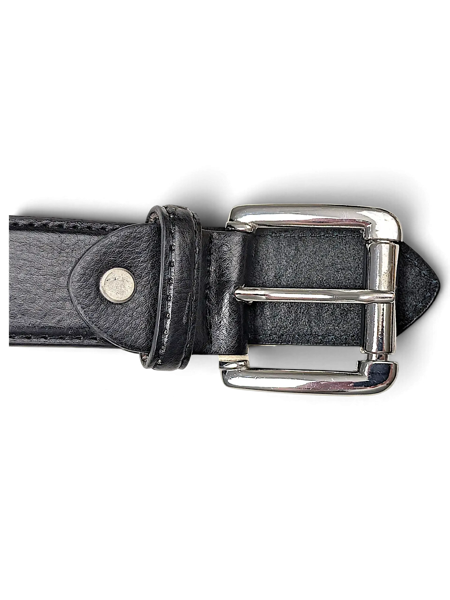 JAKE & IPI Luigi Lamberto black leather belt featuring a polished silver-tone metal buckle and stitched detailing.