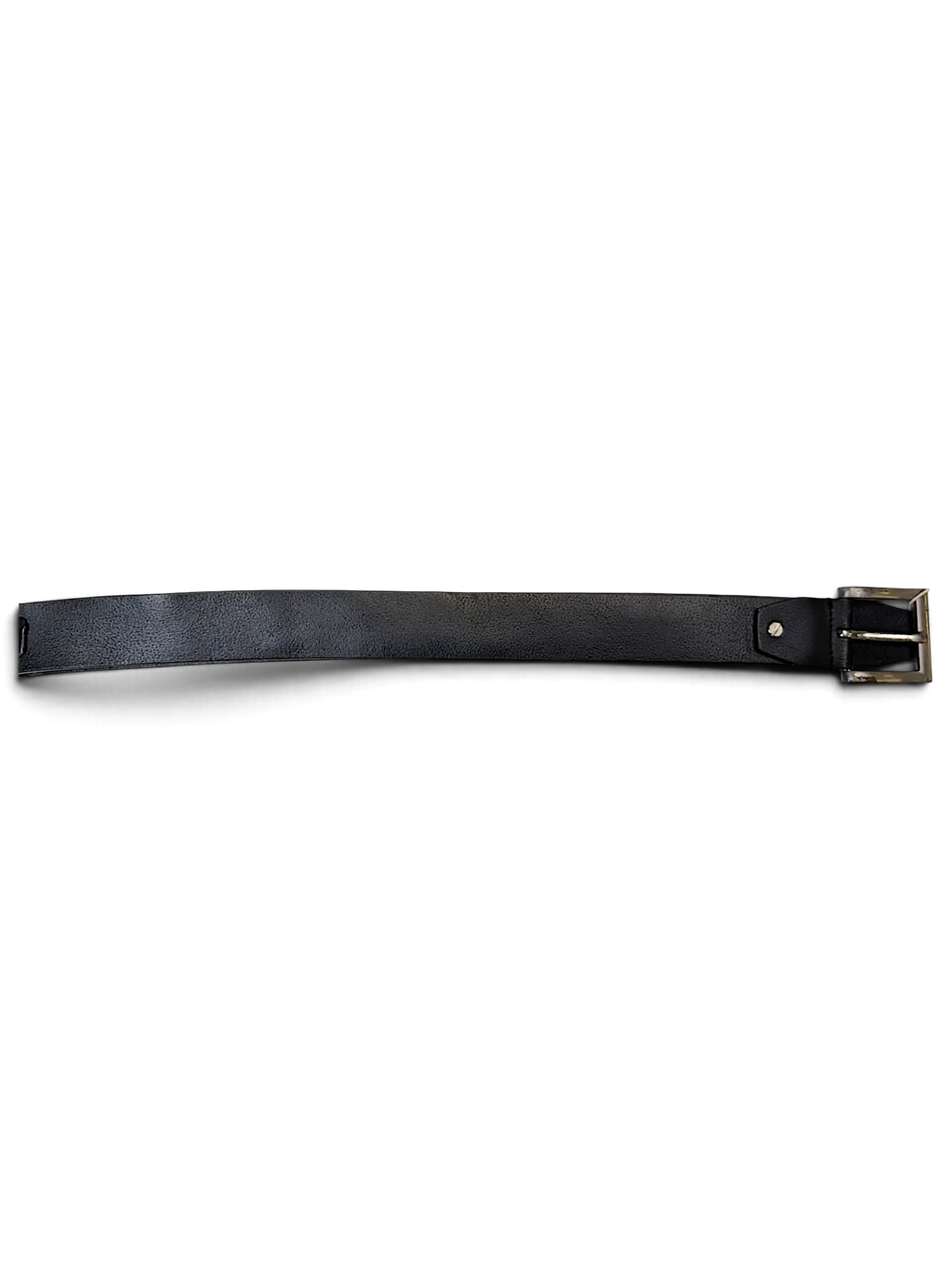 JAKE & IPI Luigi Lamberto black leather belt with a silver-tone metal buckle on a plain white background.