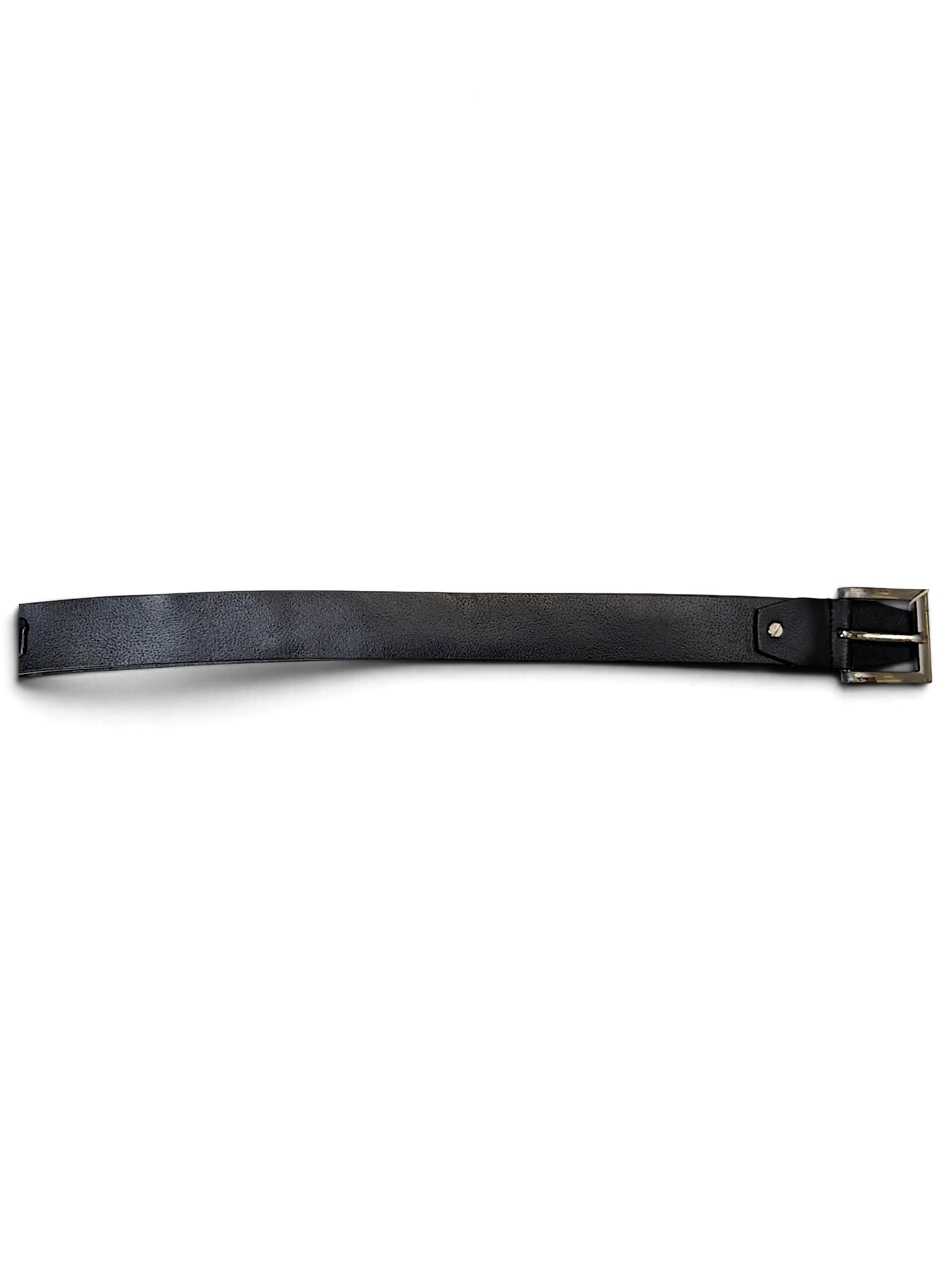 JAKE & IPI Luigi Lamberto black leather belt with a silver-tone metal buckle on a plain white background.