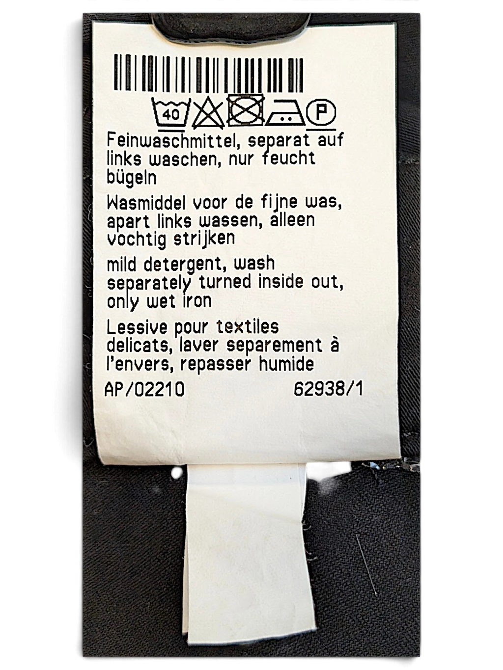 JAKE & IPI MAC Jeans black bootcut trousers care label with washing instructions in multiple languages
