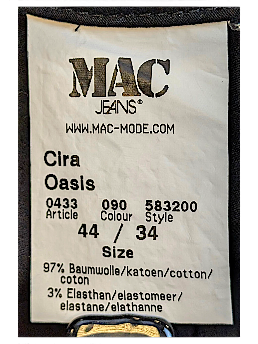JAKE & IPI MAC Jeans black bootcut trousers size 44 34 clothing label detail