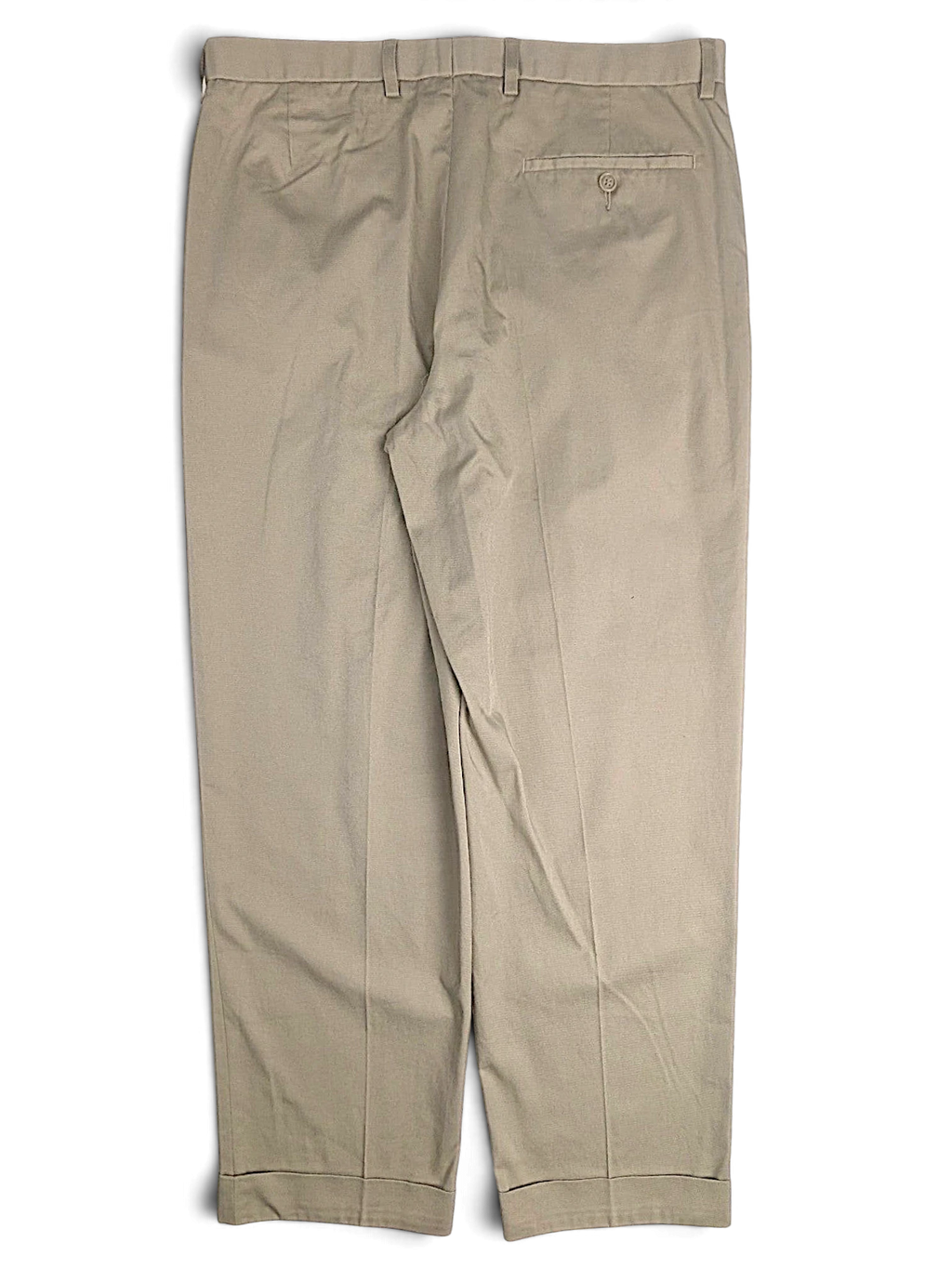 JAKE & IPI pre-owned Marks & Spencer beige pleated trousers in a cotton-blend fabric with a straight leg cut.