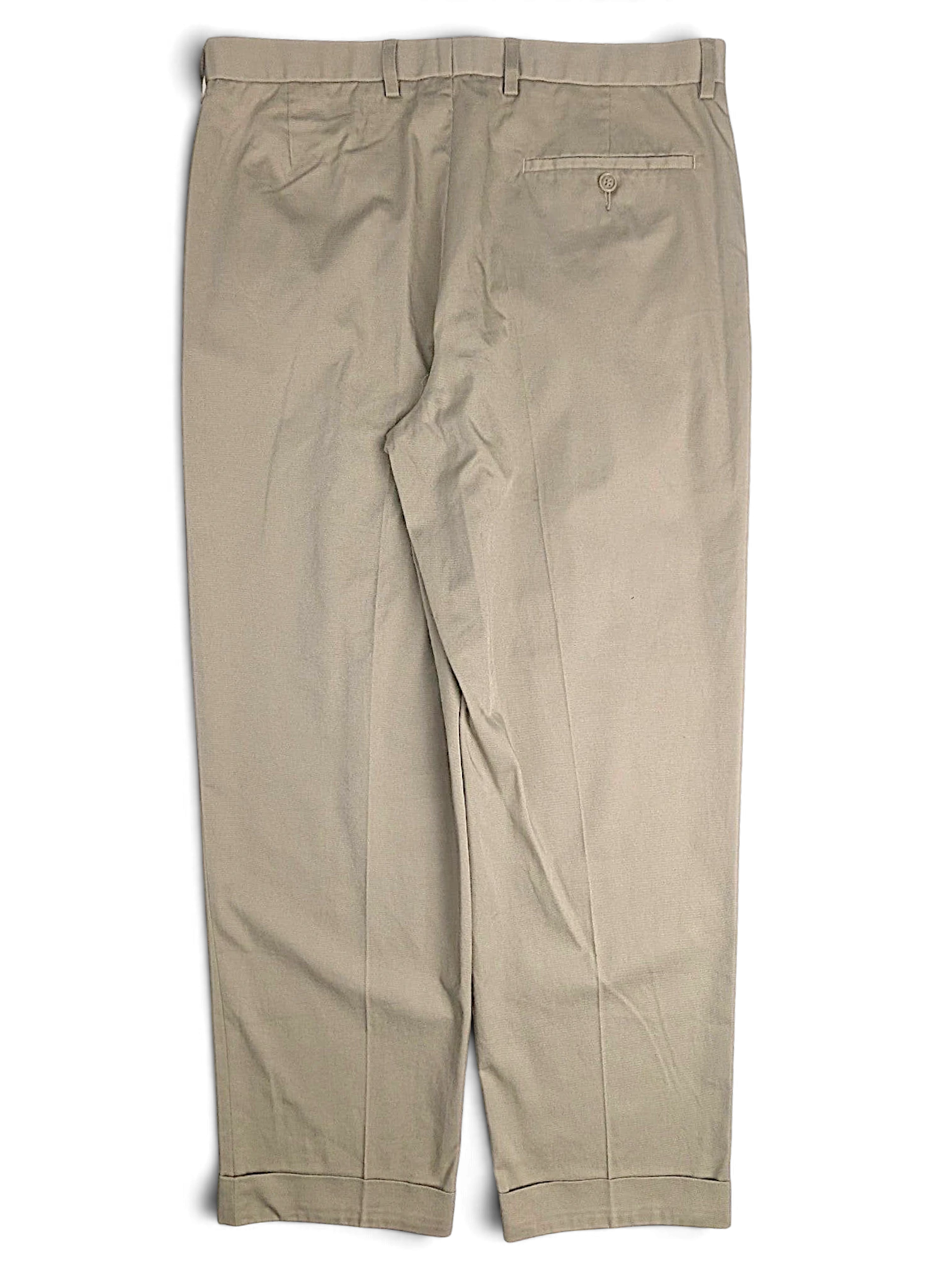 JAKE & IPI pre-owned Marks & Spencer beige pleated trousers in a cotton-blend fabric with a straight leg cut.