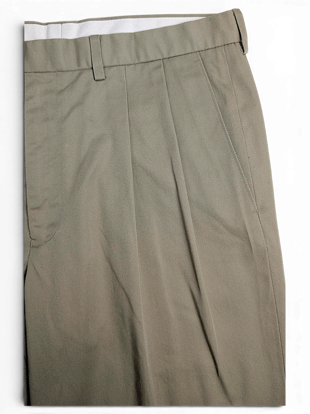 JAKE & IPI Marks & Spencer beige pleated trousers in a cotton-blend fabric with a straight leg cut.