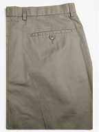 JAKE & IPI Marks & Spencer beige cotton-blend pleated trousers with a buttoned back pocket detail.