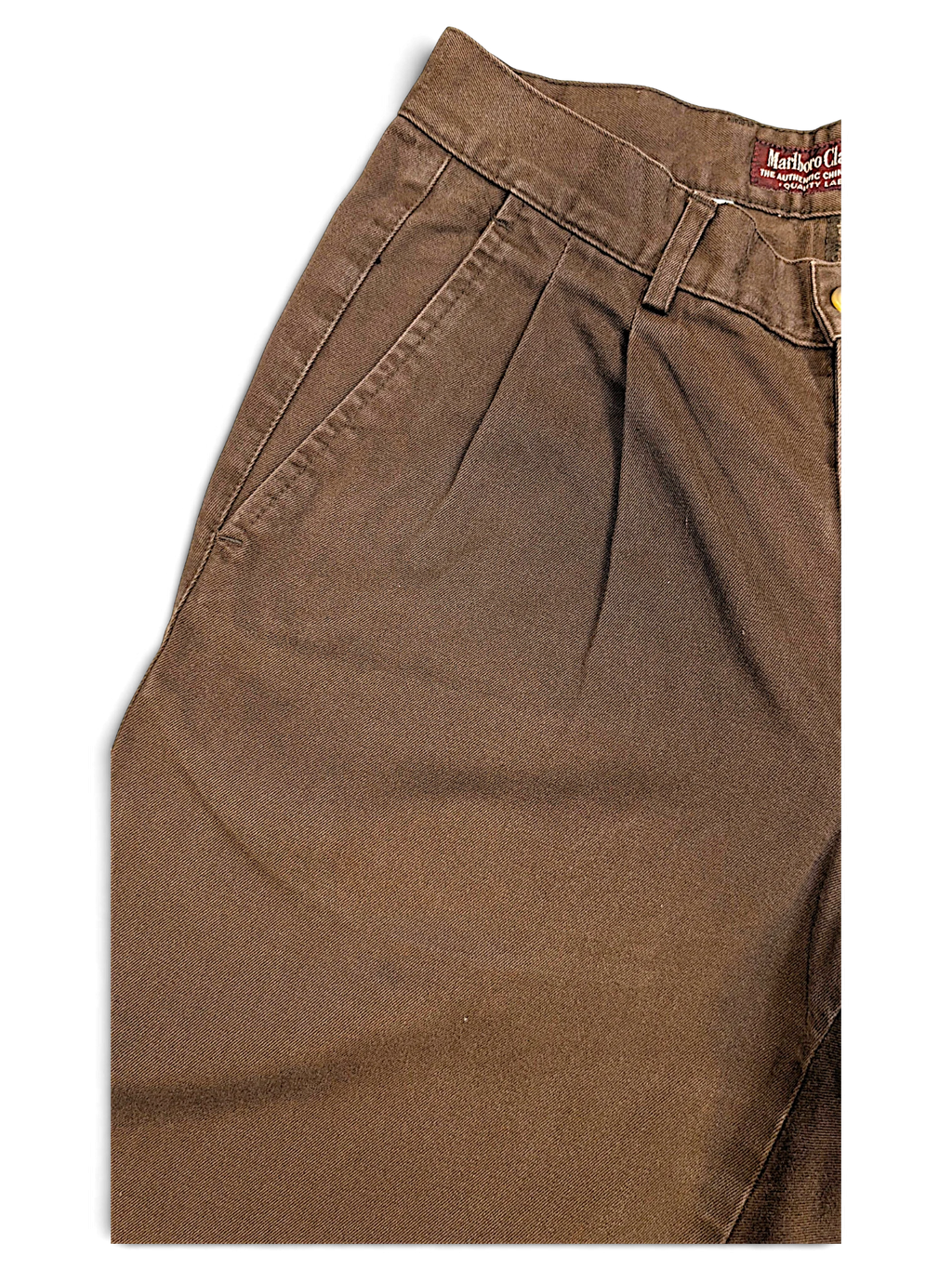 JAKE & IPI pre-owned Marlboro Classics brown cotton straight-leg chinos with pleated front detail