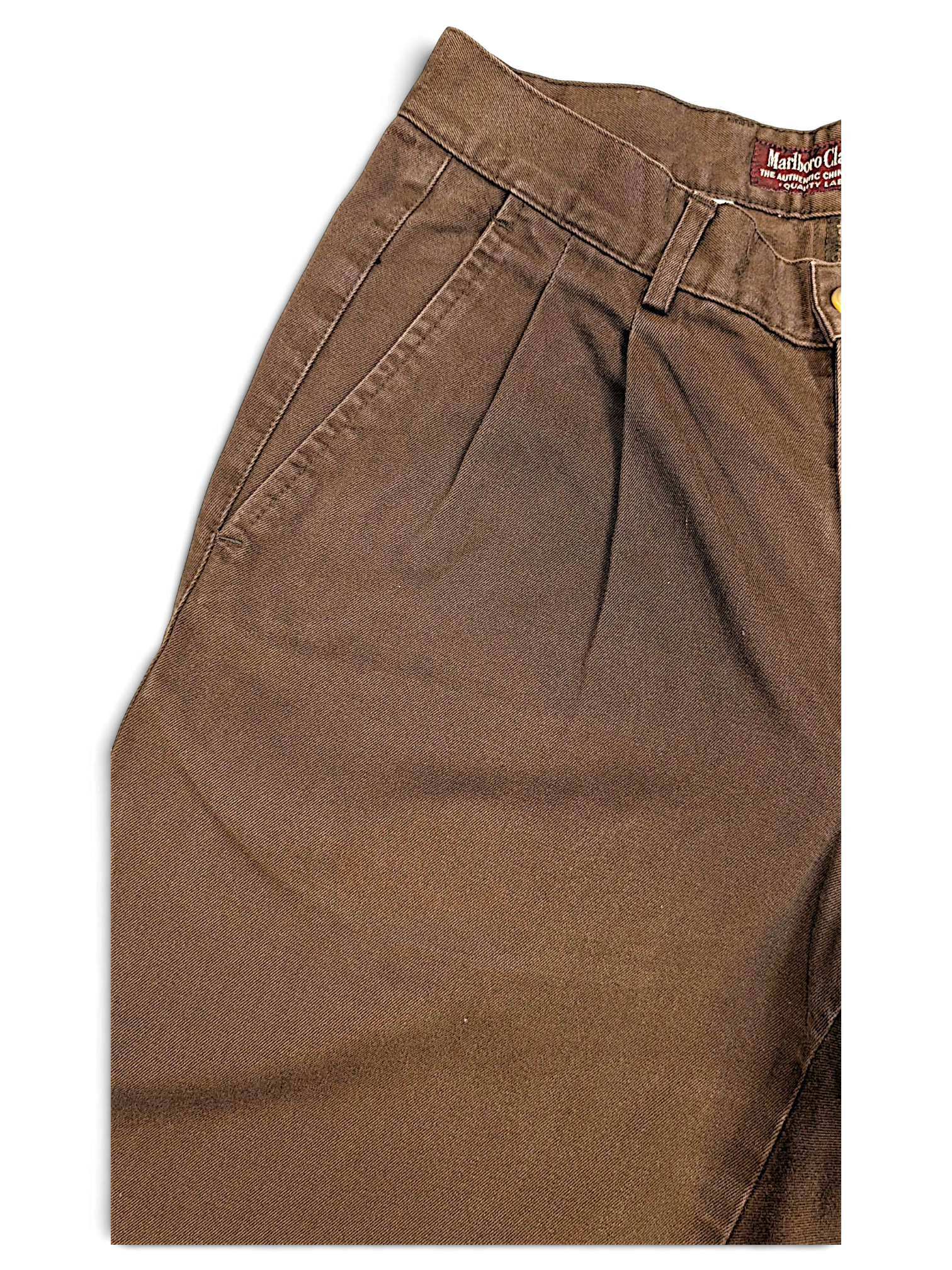 JAKE & IPI pre-owned Marlboro Classics brown cotton straight-leg chinos with pleated front detail