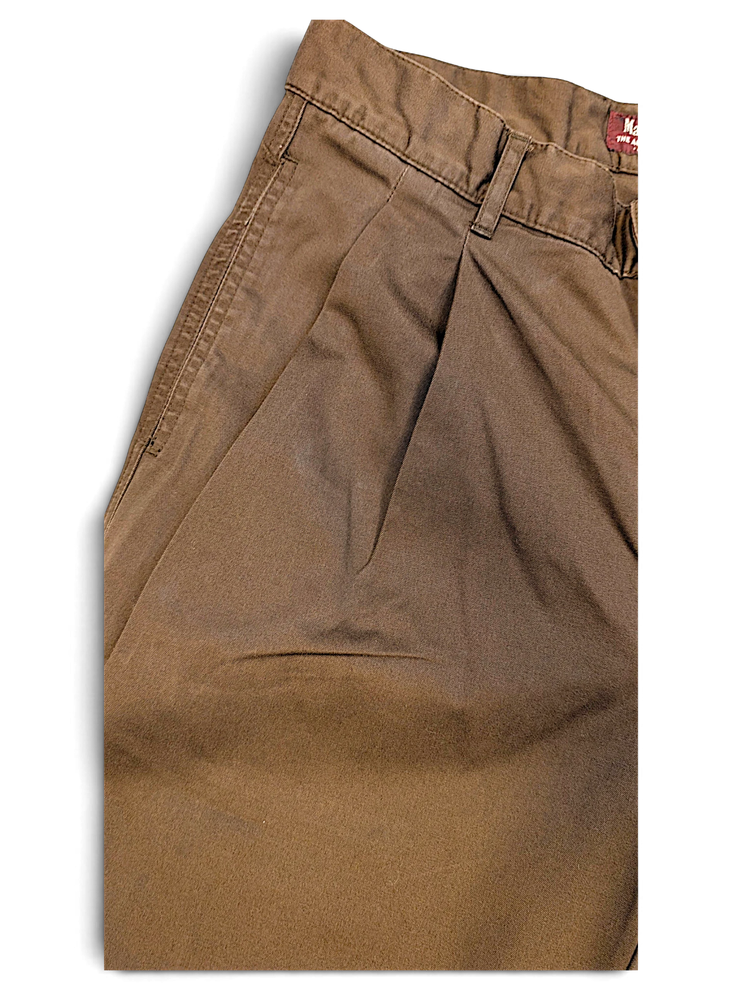 JAKE & IPI Marlboro Classics brown cotton chino trousers with a straight-leg cut and pleated front detail.