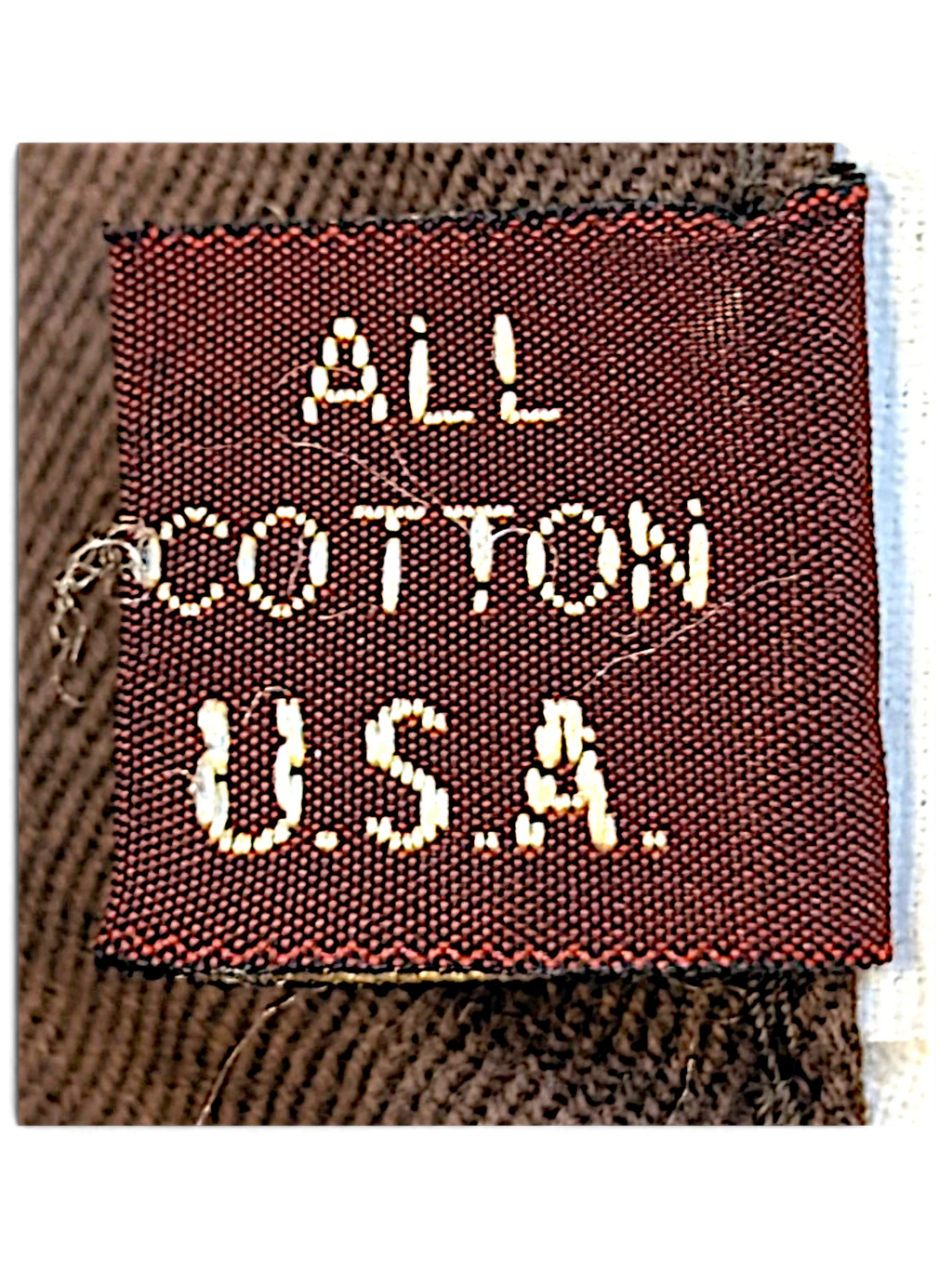 JAKE & IPI Marlboro Classics brown cotton chino label showing All Cotton USA text