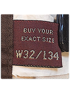 JAKE & IPI Marlboro Classics brown cotton chinos size label showing W32 L34 text