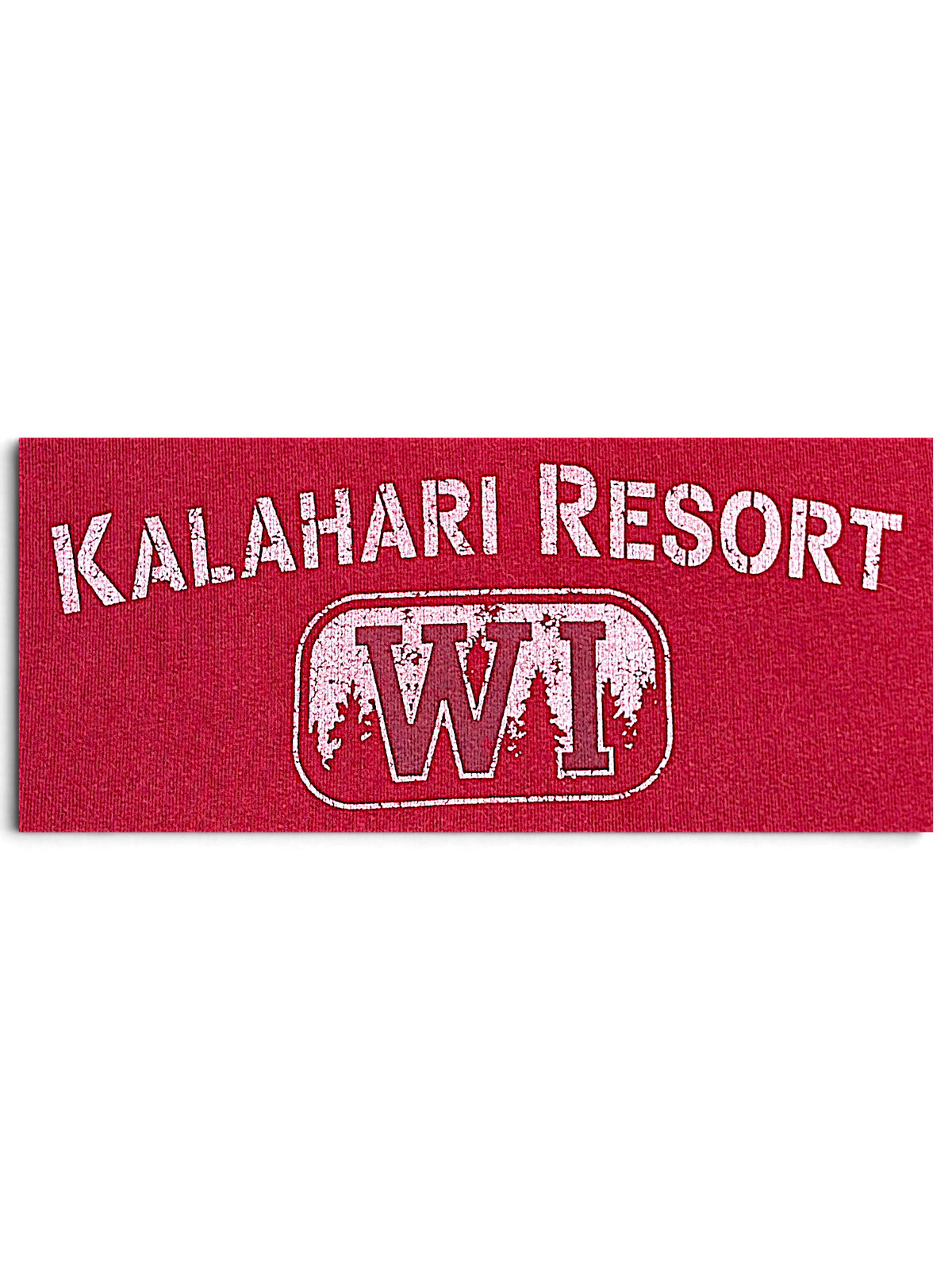 JAKE & IPI maroon crewneck sweatshirt featuring a distressed Kalahari Resort WI graphic print