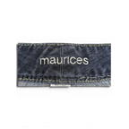 JAKE & IPI Maurices dark wash denim straight leg jeans waistband detail with embroidered logo