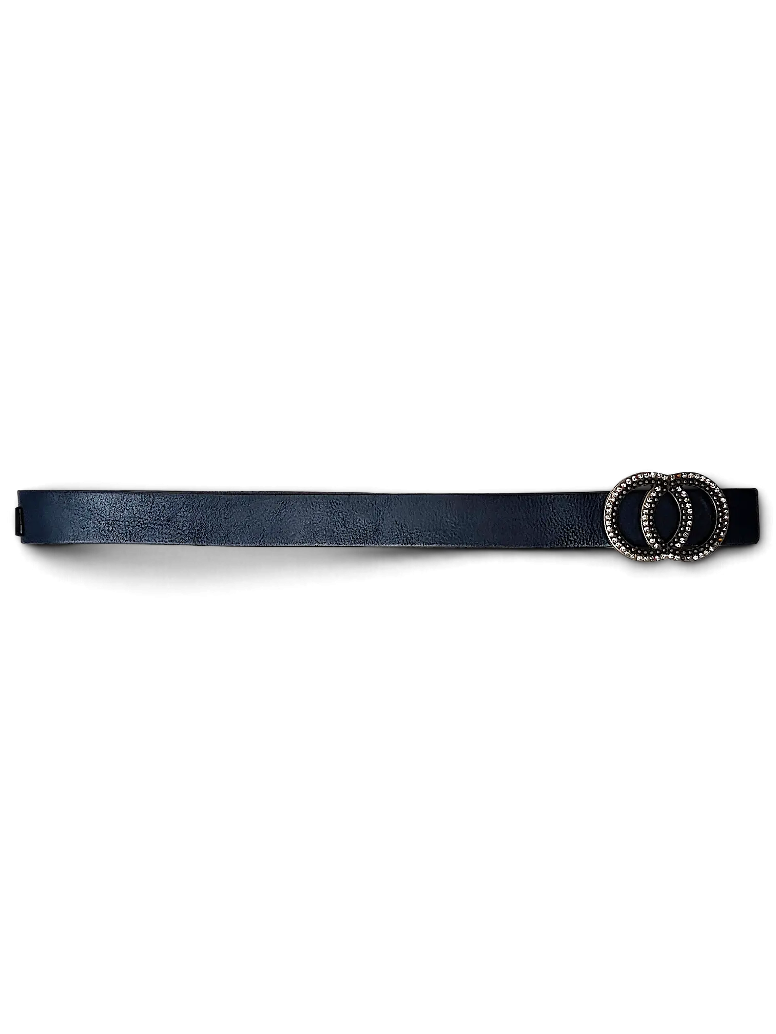 JAKE & IPI Maximilian blue leather belt featuring a decorative double circle buckle with metallic stud detailing.