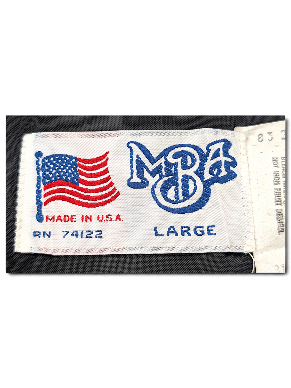 MBA Auto Arc Black Utility Bomber Jacket – L; detail view showing fabric, construction, label or condition (image 5 of 7).