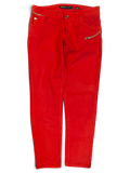 JAKE & IPI pre-owned Miss Sixty Skin Deep red denim jeans with front zipper pocket details.
