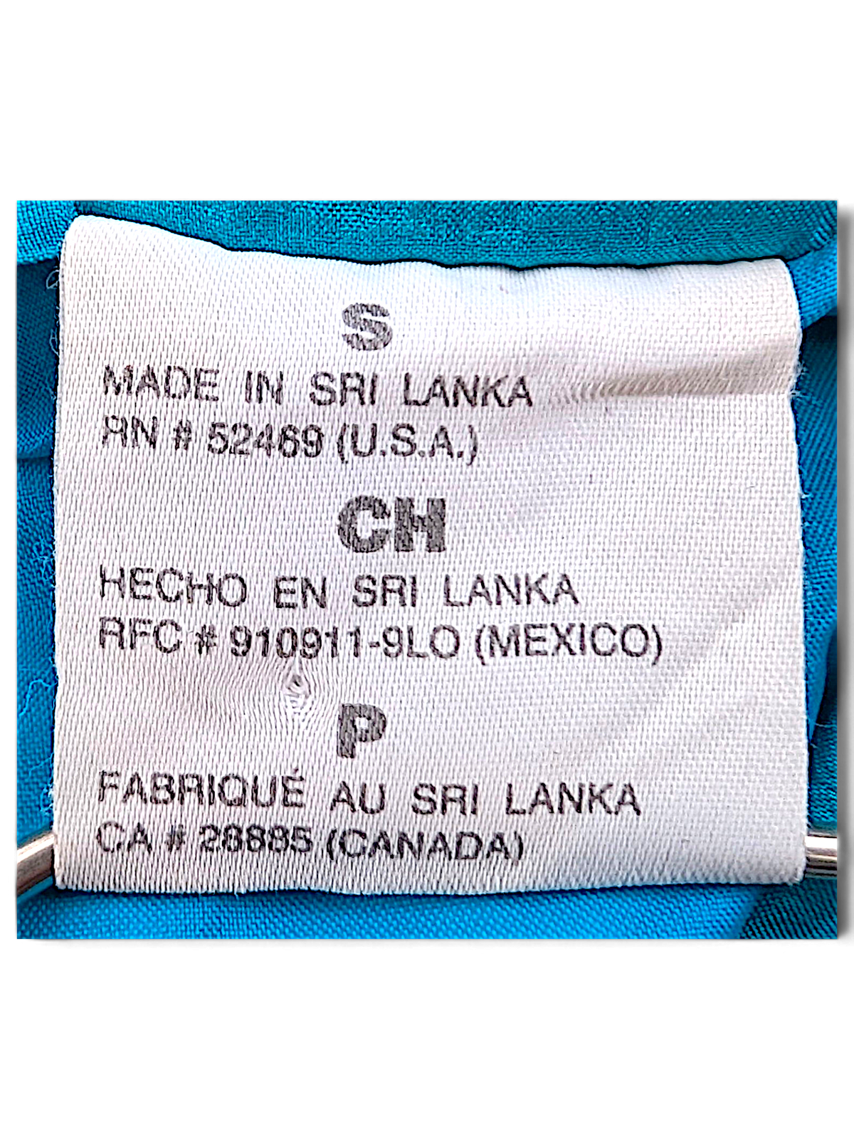 Athletic Works Purple and Teal Colourblock Windbreaker; Size S label showing Made in Sri Lanka.