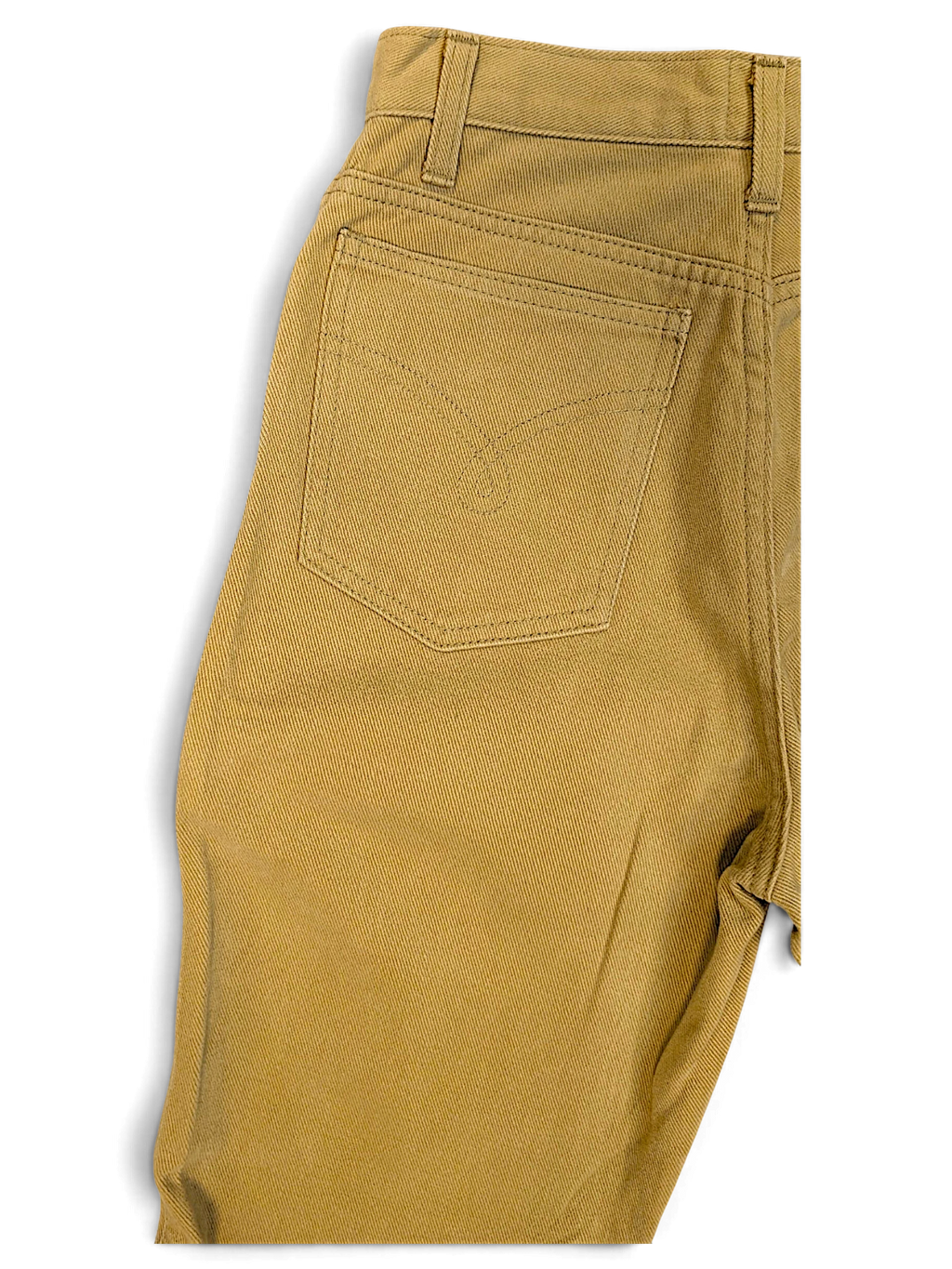 JAKE & IPI pre-owned Moschino Jeans beige trousers featuring a classic back pocket with stitched detailing.