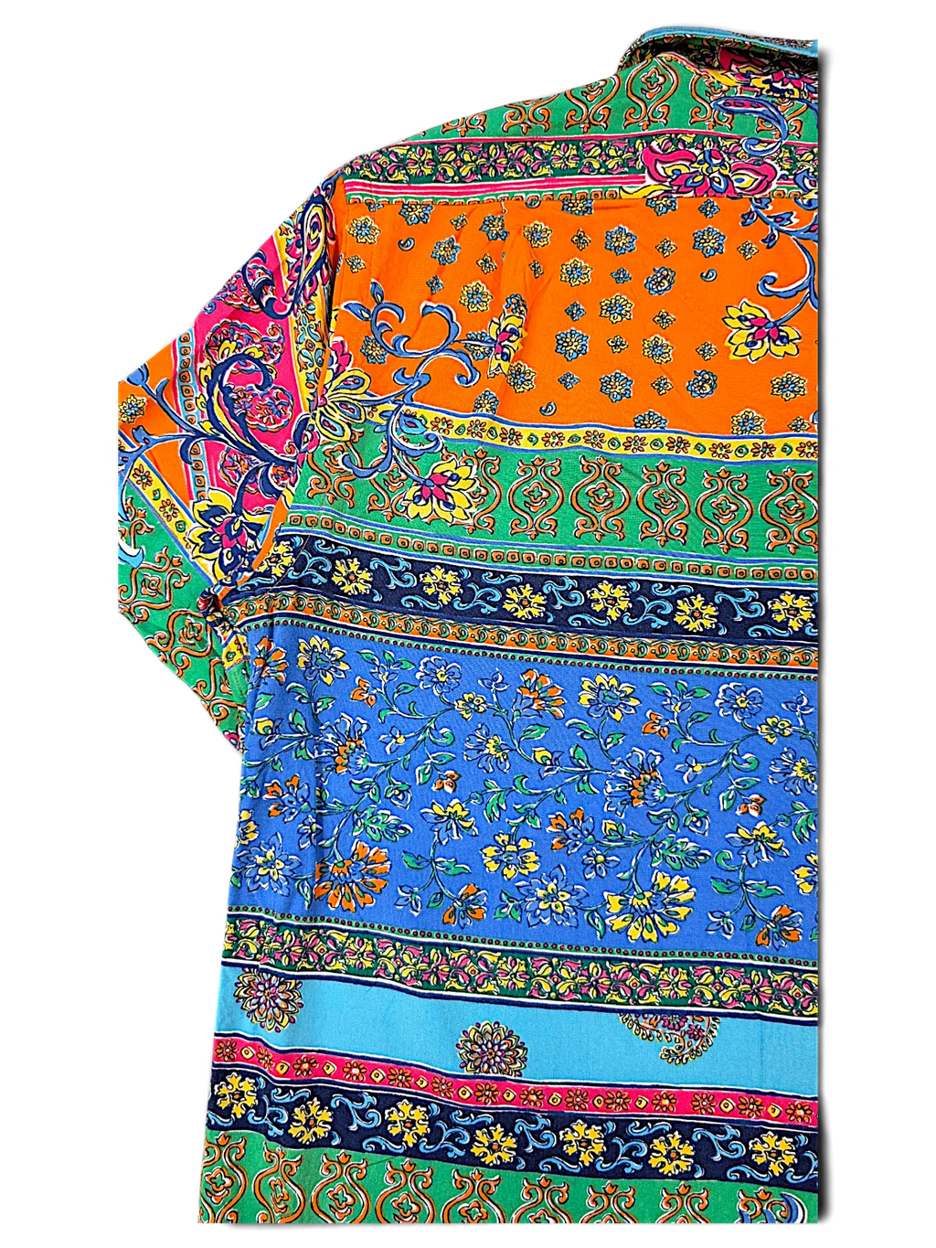 JAKE & IPI IBE polo shirt featuring a vibrant multicolor floral and geometric paisley print on lightweight fabric