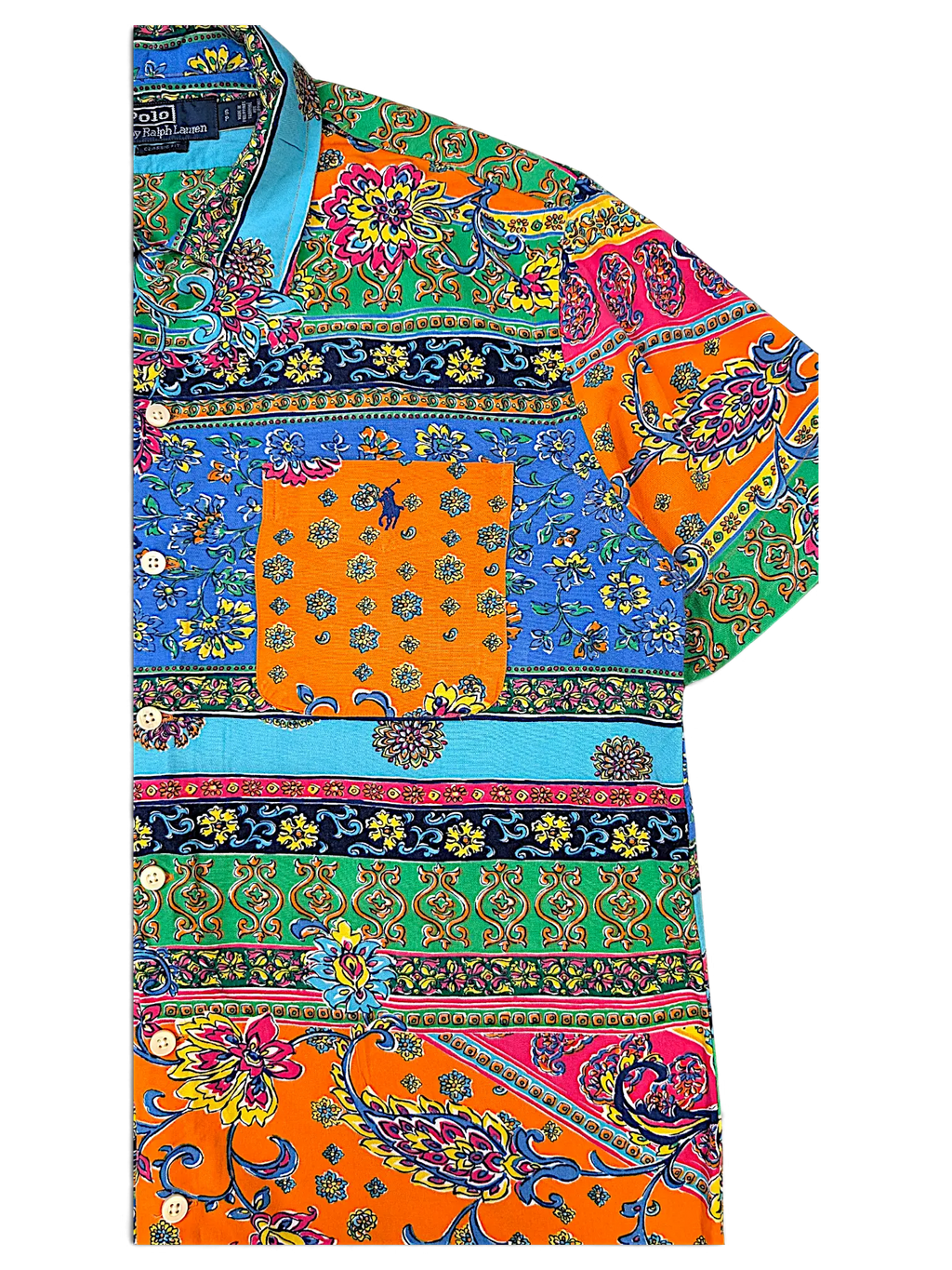 JAKE & IPI multicolor short-sleeve polo shirt featuring a vibrant paisley and floral print with a chest pocket