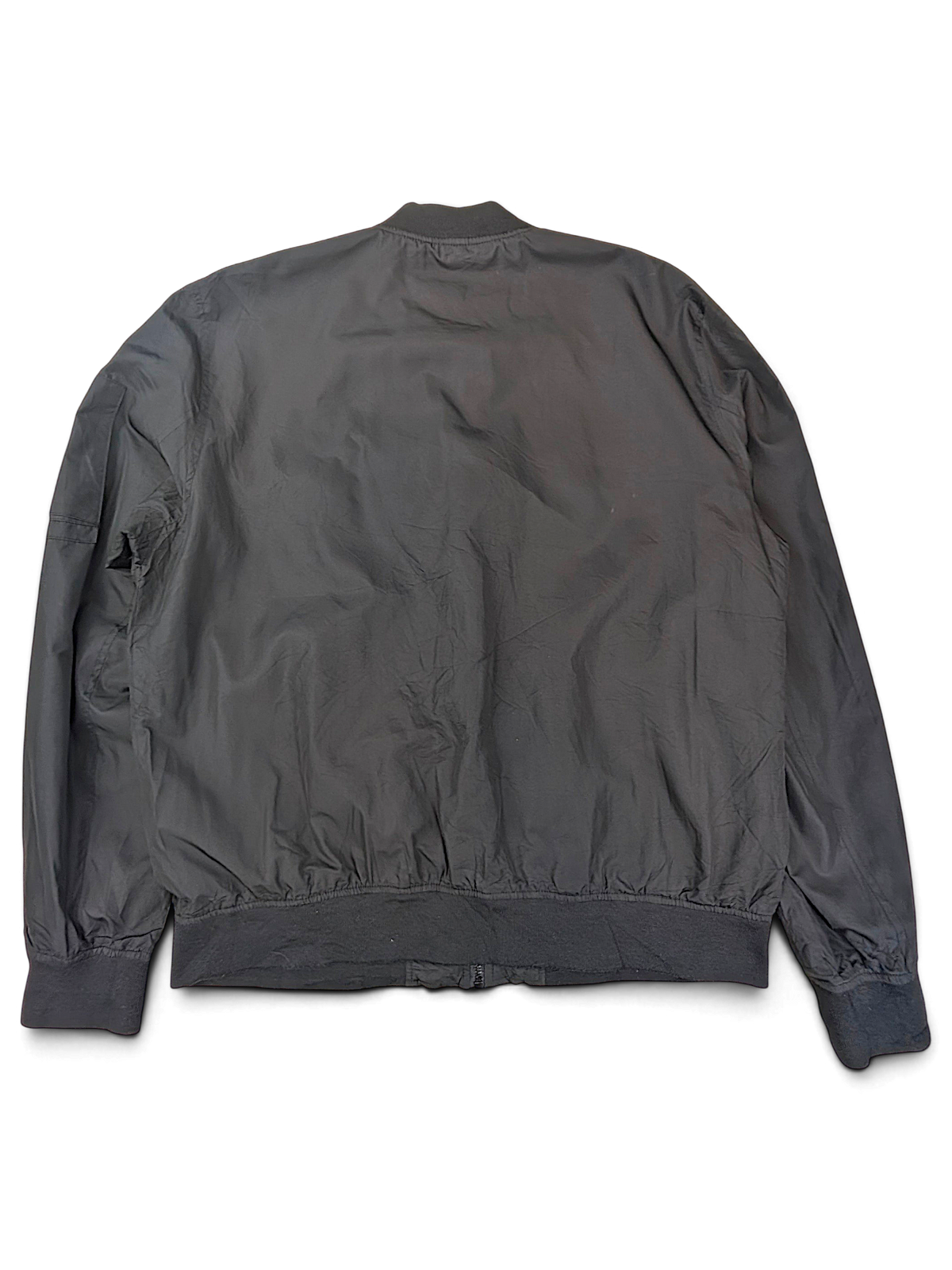 Bershka Black Zip Bomber Jacket; Plain back and ribbed hem.