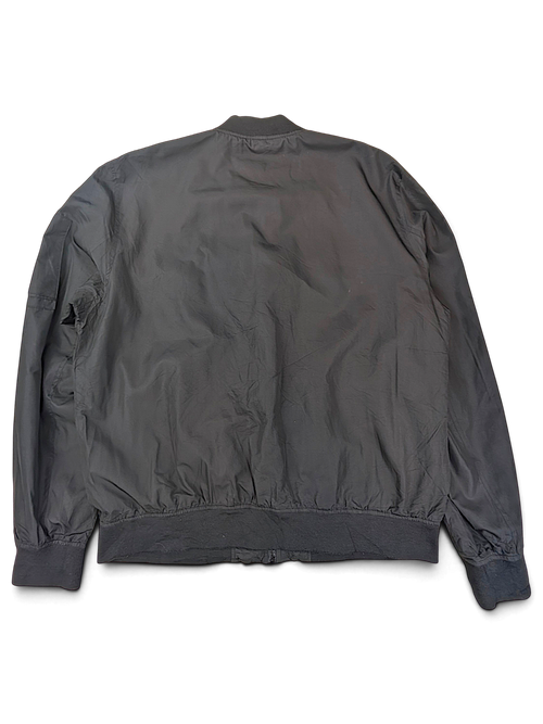 Bershka Black Zip Bomber Jacket; Plain back and ribbed hem.