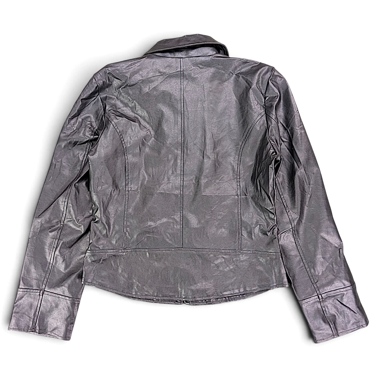 Fairweather Black Faux Leather Zip Jacket – M – back view.