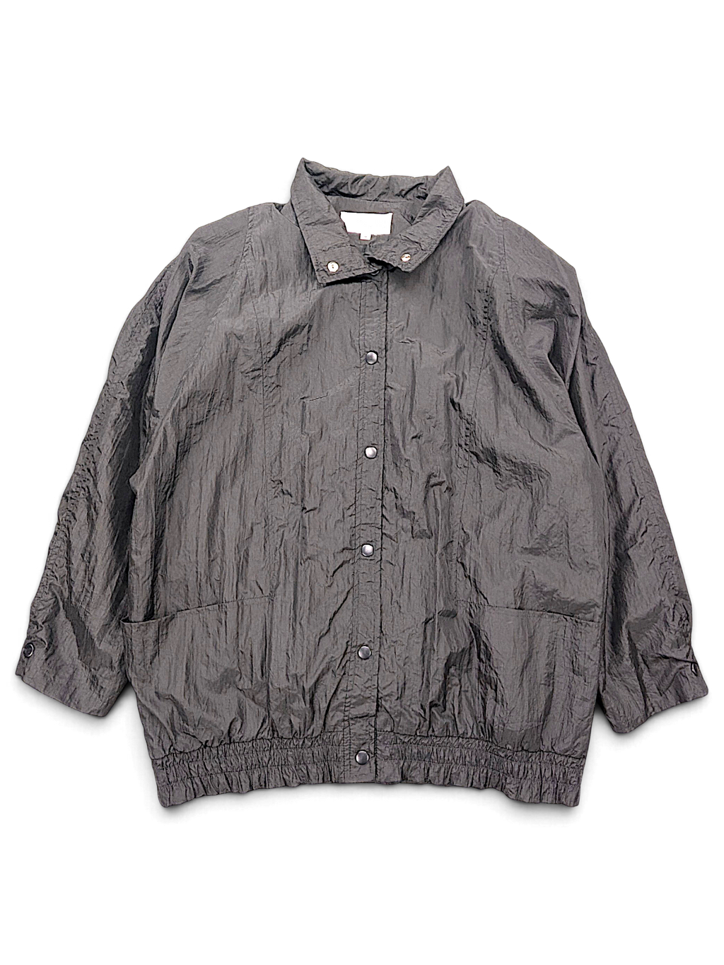 Kristen Blake Black Crinkle Windbreaker – M; front view (image 1 of 5).