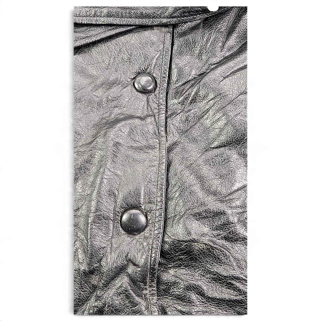 Wilsons Leather Black Thinsulate Belted Leather Coat – XS – button-front detail.
