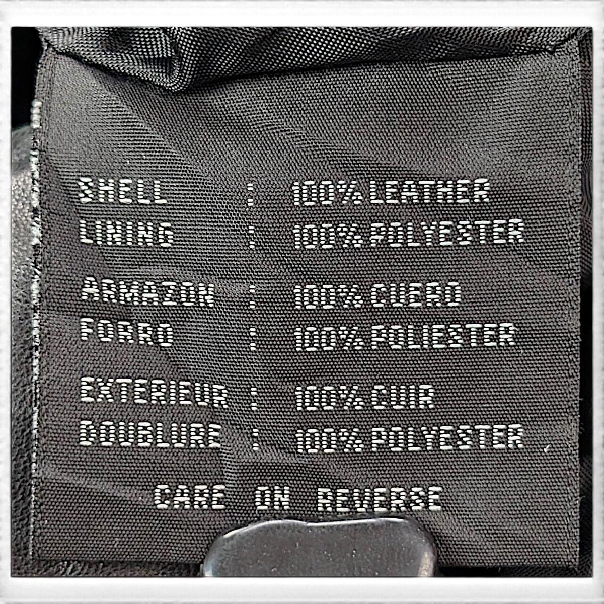 JLC New York Black Genuine Leather Zip Coat – L – brand or garment label.