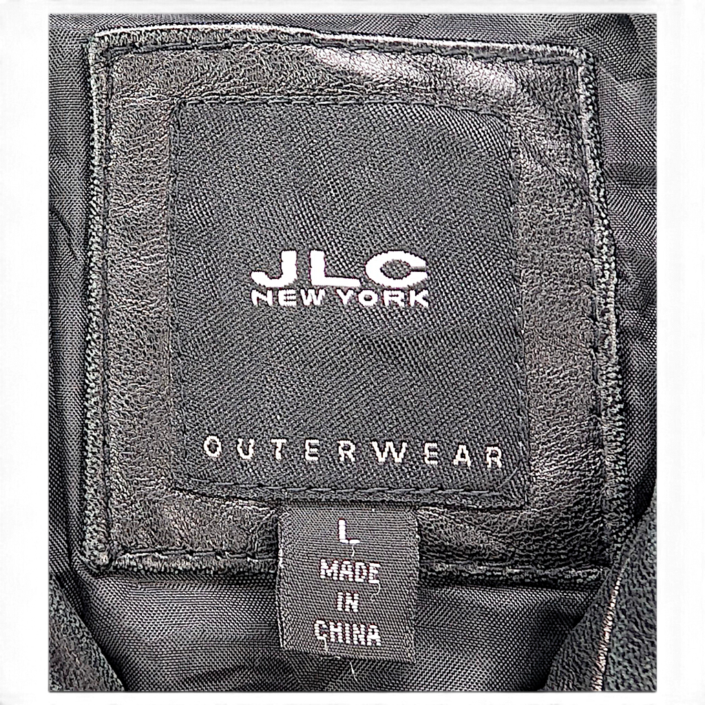 JLC New York Black Genuine Leather Zip Coat – L – detail view 4.