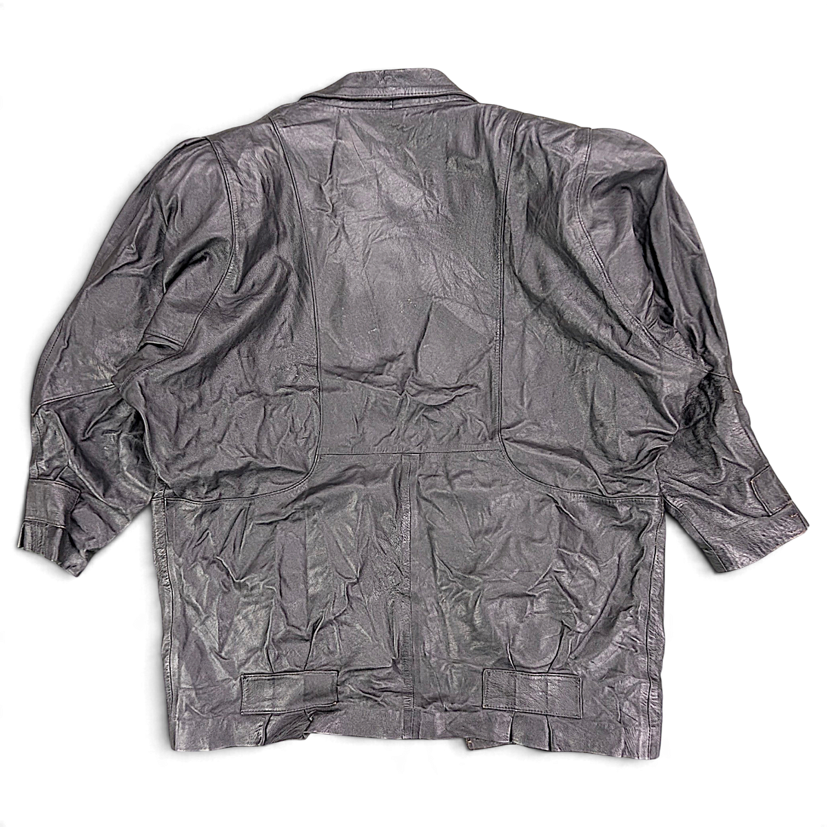 Unbranded Black Leather-Look Blazer with Missing Buttons – 38 – back view.