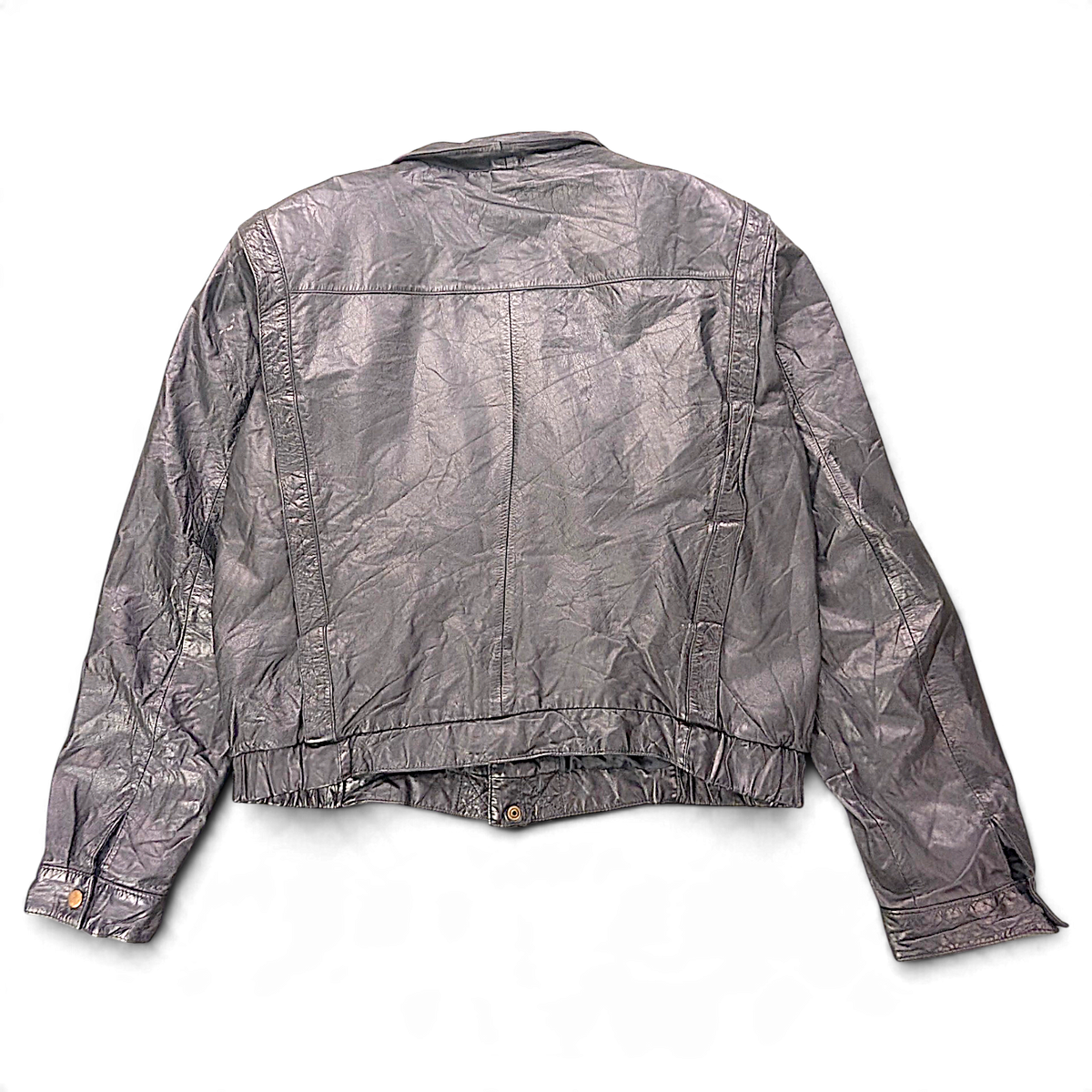 C'Zar Black Genuine Leather Jacket with Removable Plush Liner – 48 – back view.