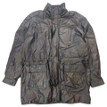 La Costa Dura Black Leather Field Jacket with Removable Plush Liner – XXL – front view.