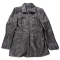 JLC New York Black Genuine Leather Zip Coat – L – front view.