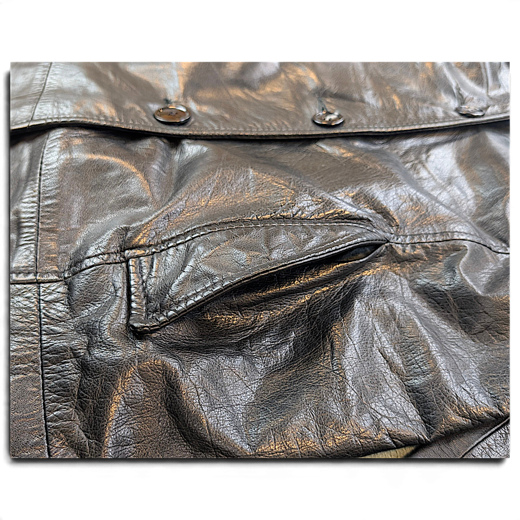 Chacalou Leathertown Black Leather-Look Trench Coat – Size Unmarked – detail view 3.