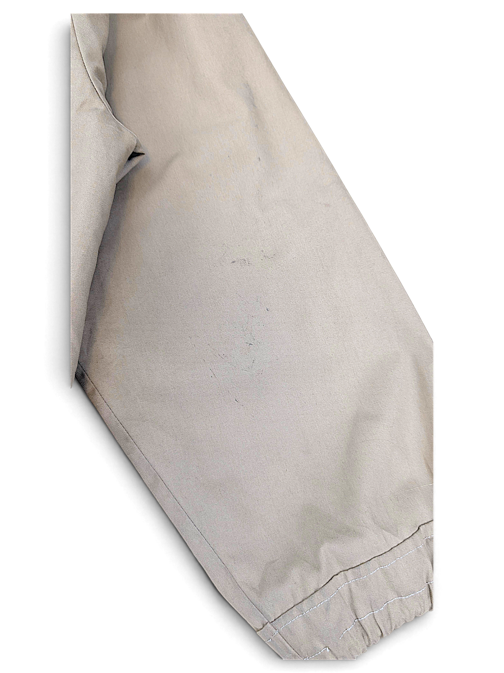 NAPCO Beige Teddy Lined Zip Jacket; Visible marks and staining on the sleeve.