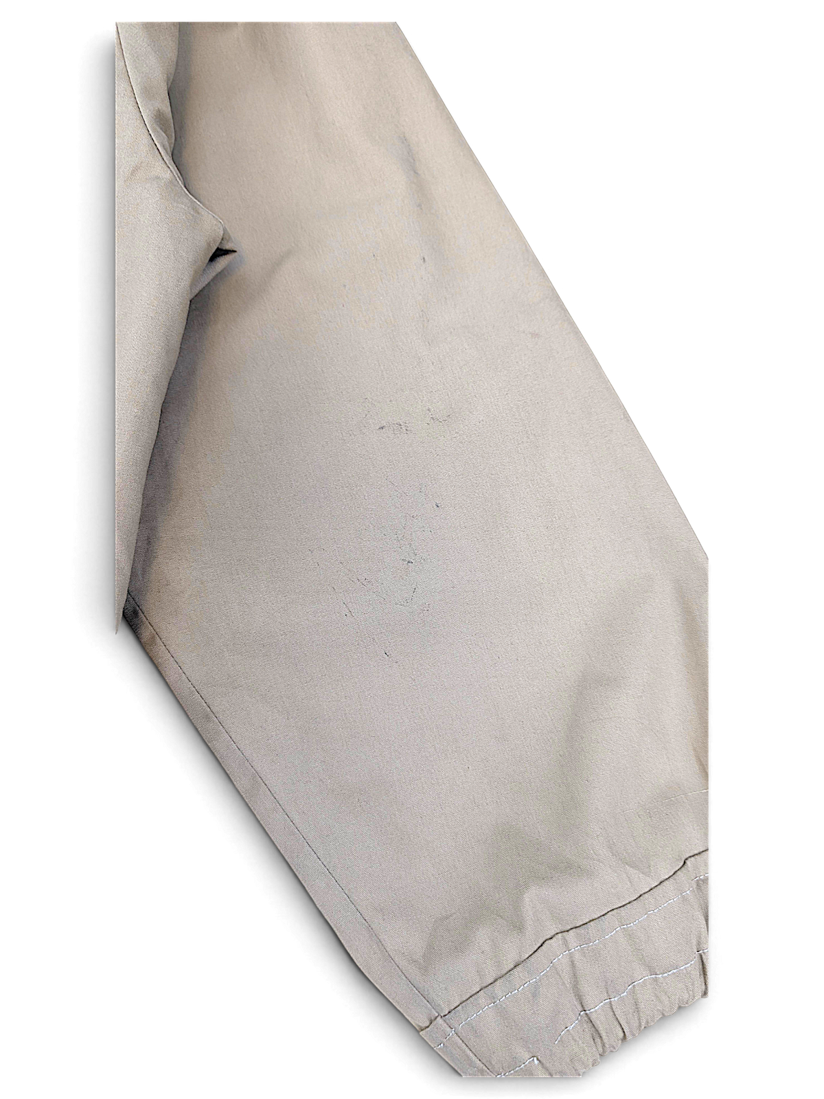 NAPCO Beige Teddy Lined Zip Jacket; Visible marks and staining on the sleeve.