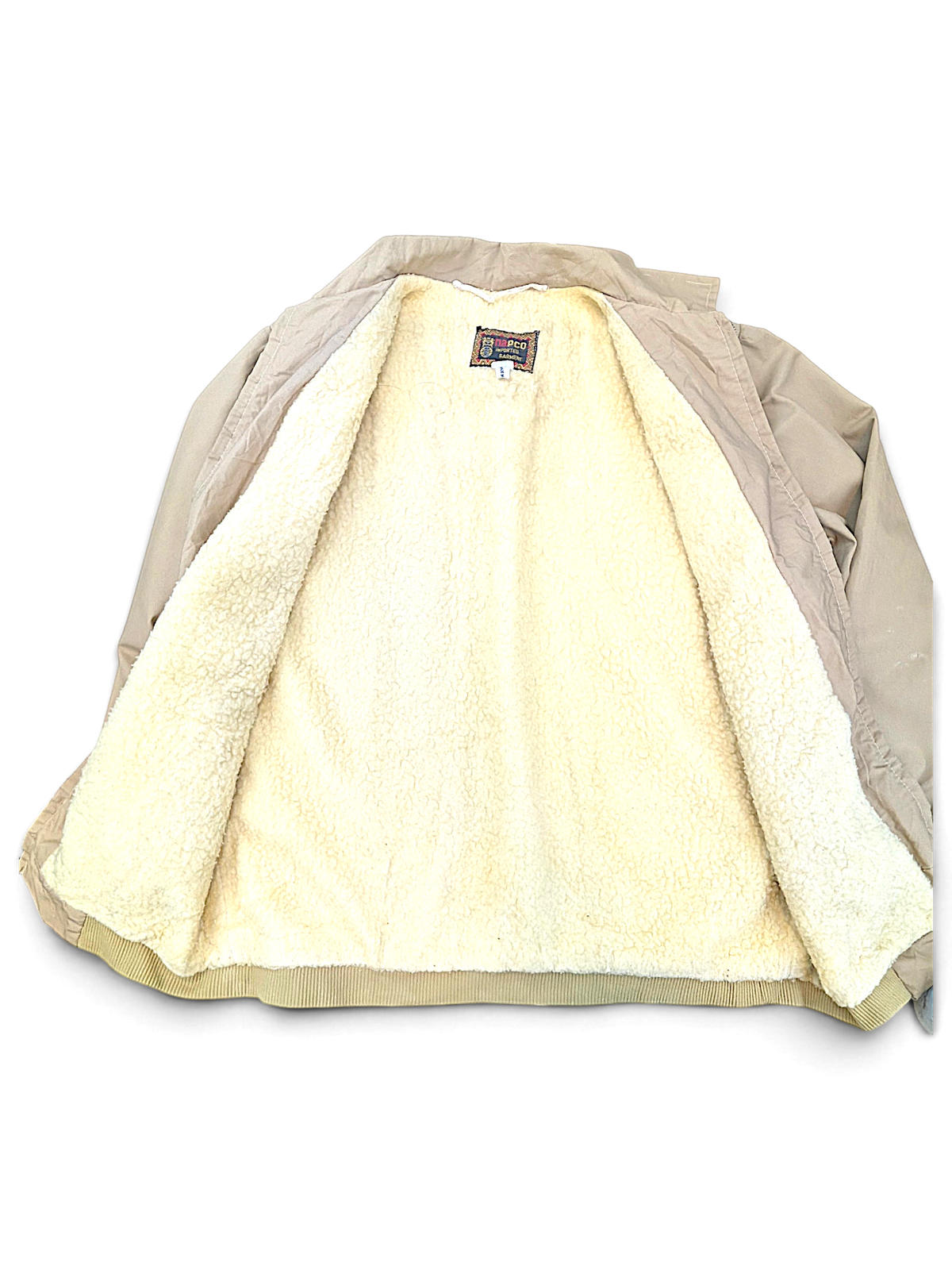 NAPCO Beige Teddy Lined Zip Jacket; Cream teddy-textured lining.