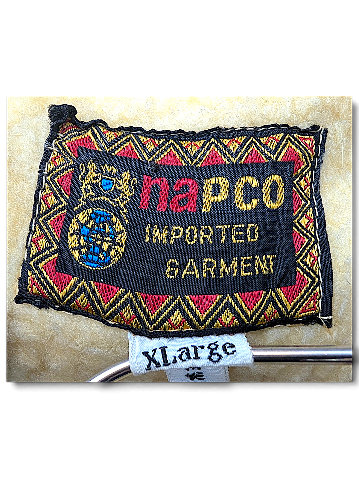 NAPCO Beige Teddy Lined Zip Jacket; NAPCO label and XL size tag.