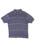 JAKE & IPI pre-owned Nautica navy polo shirt with subtle horizontal stripes and embroidered sail logo.