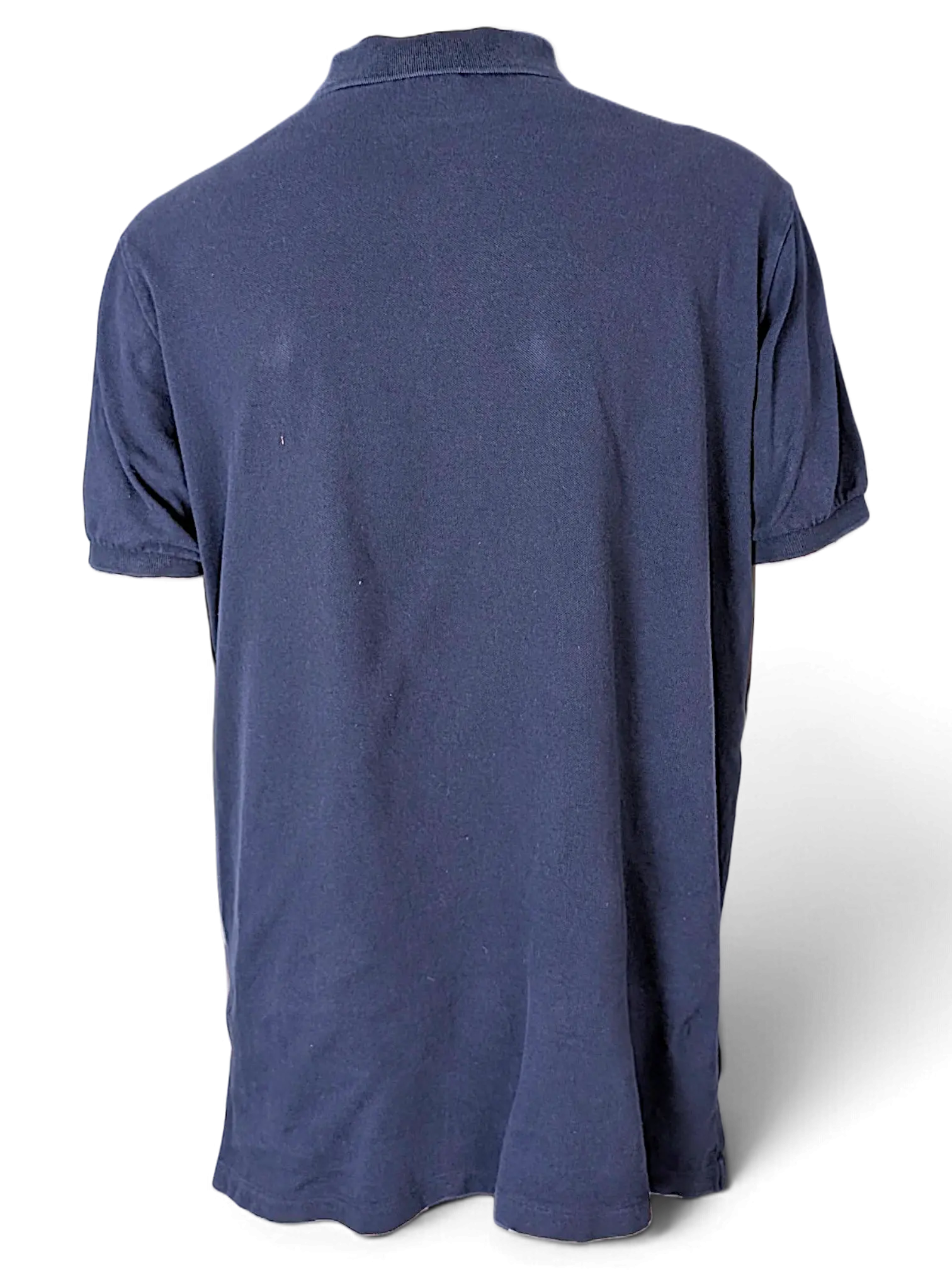 Back view of a navy blue JAKE & IPI IBE Polo Big Pony polo shirt made from soft cotton fabric.