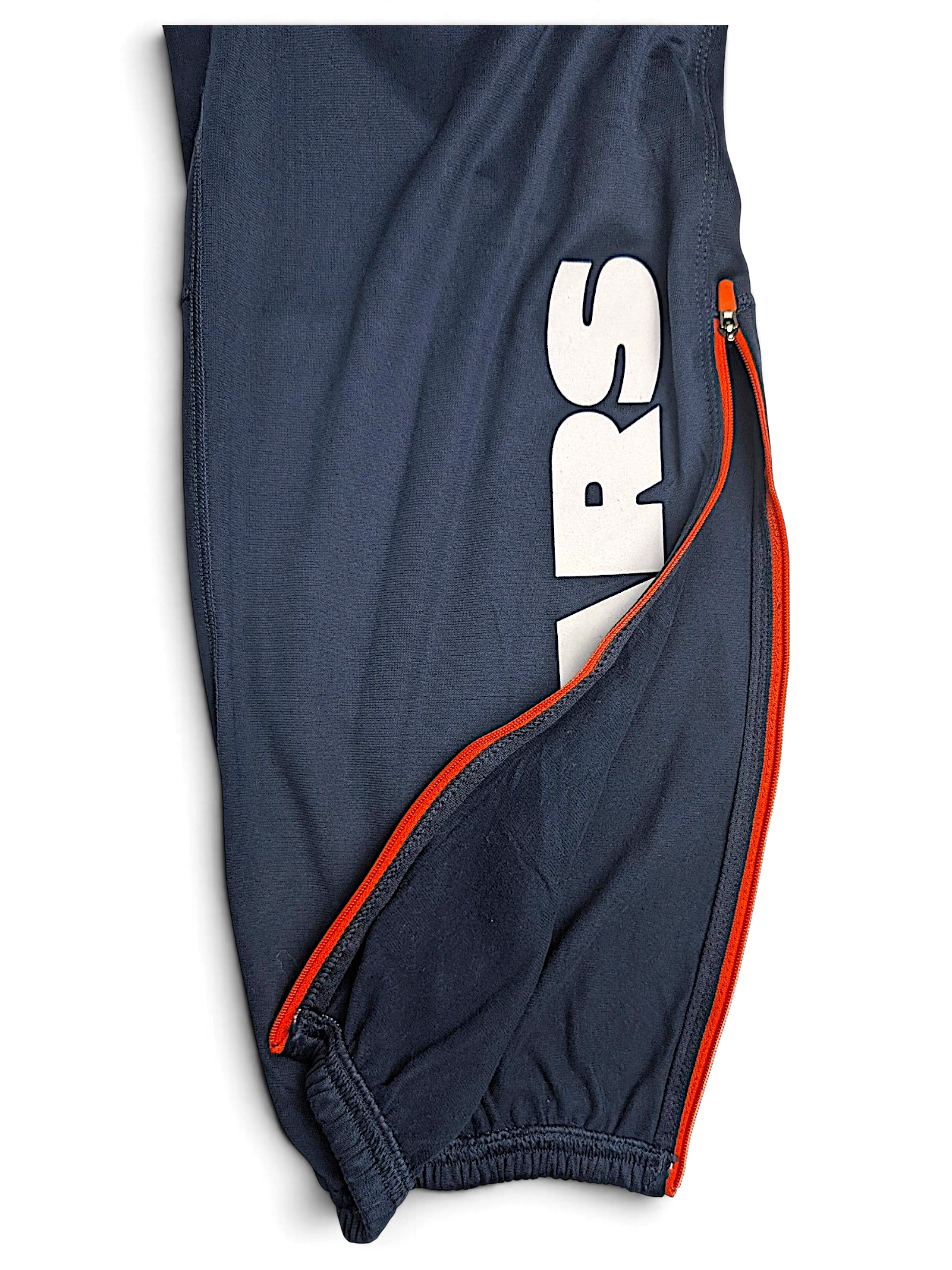 JAKE & IPI Nike NFL Chicago Bears navy blue Dri-FIT track pants with orange zipped cuffed hems